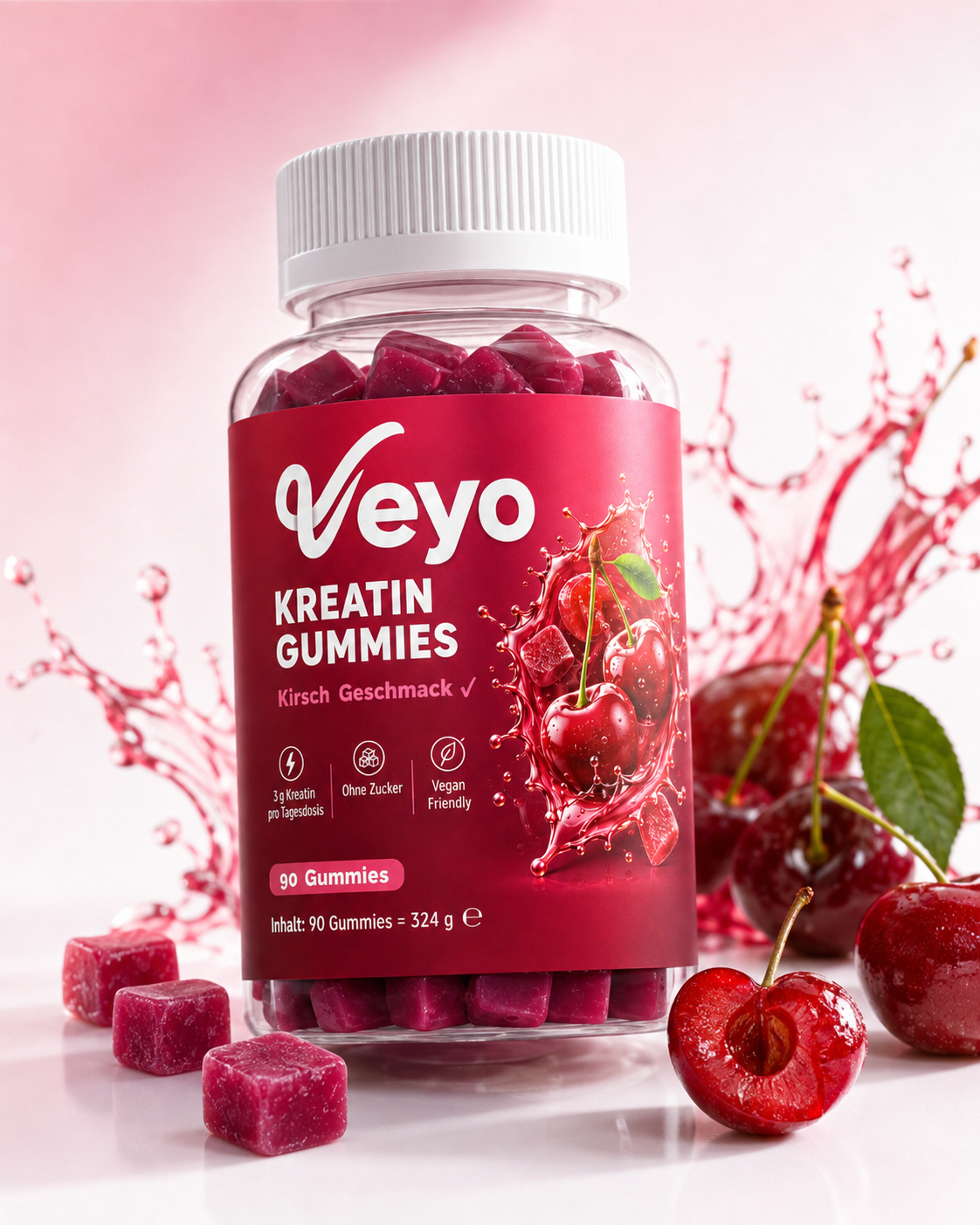 Sechs Veyo Liquid Shots nebeneinander
